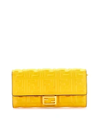 Pre-Owned Fendi Baguette Continental Wallet Zucca Embossed Leather