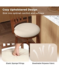 Gymax 25'' Swivel Counter Barstools Set of 4 w/Backrest and Upholstered Seat Footrest