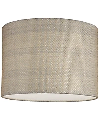 Springcrest Set of 2 Drum Print Lamp Shades Weave Medium 15" Top x 15" Bottom x 10" High Spider Harp and Finial Fitting