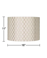 Springcrest Set of 2 Drum Lamp Shades Embroidered Medium 16" Top x 16" Bottom x 11" High Spider Harp and Finial Fitting