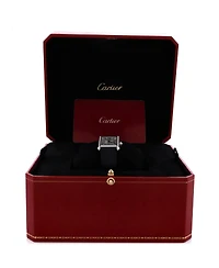 Pre-Owned Cartier Must de Cartier Tank Quartz Watch in Stainless Steel and Satin with Diamond Bezel 22mm