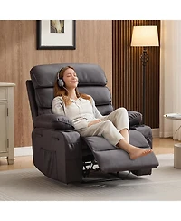 gaomon Pu Leather Recliner: Extra-wide manual recliner with massage, heat, and 1.5× plush arm/back support for ultimate living-room comfort.