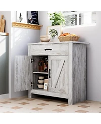 gaomon Kitchen Pantry Storage Cabinet with Microwave Stand, Freestanding Hutch Cabinet with Buffet Cupboard, Tall Kitchen Cabinets