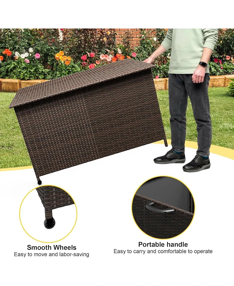 gaomon Gallon Outdoor Storage Box with Wheels - Large Wicker Rattan Deck for Patio Cushions, Garden Tools