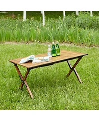 Clihome 1-piece Folding Outdoor Table,Lightweight Aluminum Roll-up Rectangular Table