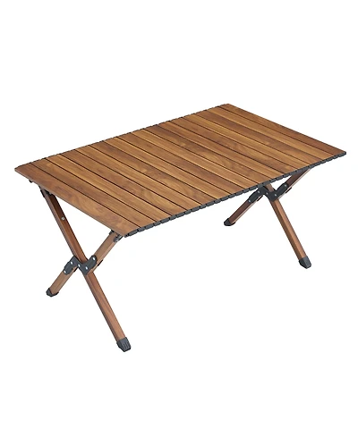 Clihome 1-piece Folding Outdoor Table,Lightweight Aluminum Roll-up Rectangular Table