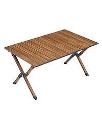 Clihome 1-piece Folding Outdoor Table,Lightweight Aluminum Roll-up Rectangular Table