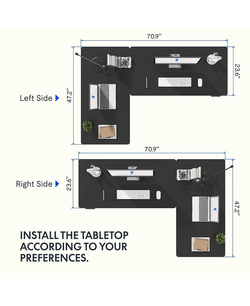 FlexiSpot 76"W L-Shaped Electric Height Adjustable Standing Desk