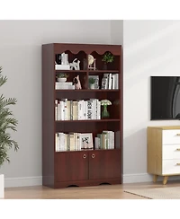 gaomon 63" Tall 5-Tier Retro Wooden Bookshelf, Open Floor Storage Organizer for Bedroom and Office