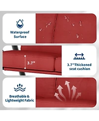 homfan 3-Seater Outdoor Swing with Adjustable Canopy, Thick Cushions, Cup Holders, Weather-Resistant Steel Frame, Patio Bench for Garden