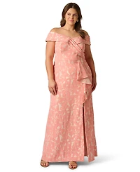 Adrianna Papell Plus Off-The-Shoulder Ball Gown Dress