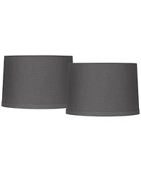 Springcrest Set of 2 Tapered Drum Lamp Medium 15" Top x 16" Bottom x 11" High Spider with Replacement Harp and Finial Fitting