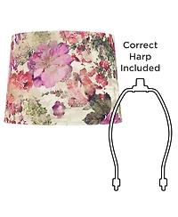 Springcrest 13" Top x 15" Bottom x 11" High x 11" Slant Print Lamp Shade Replacement Drum Velvet Flowers Spider Harp Finial