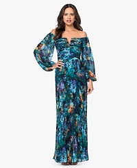 Xscape Women's Off-The-Shoulder Long-Sleeve Gown
