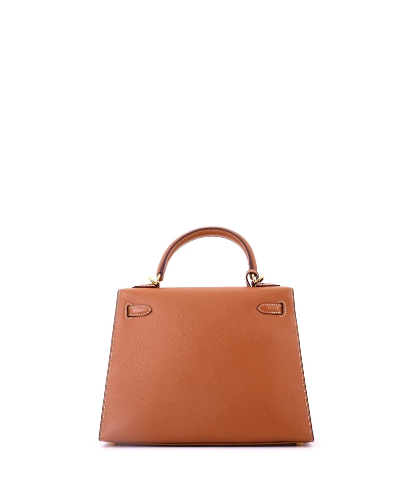 Pre-Owned HERMES Kelly 25 Handbag Brown Epsom with Gold Hardware