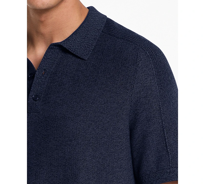 Michael Kors Men's Short Sleeve Textured Mouline Polo Shirt