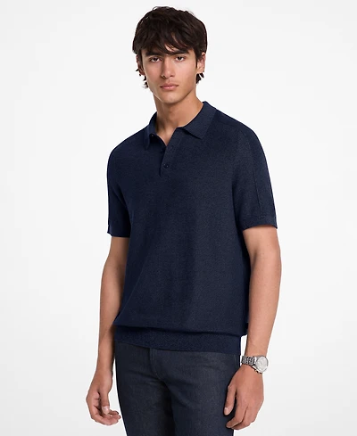 Michael Kors Men's Short Sleeve Textured Mouline Polo Shirt