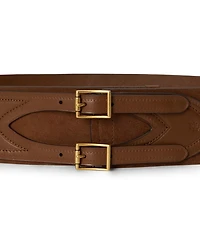 Lauren Ralph Double Buckle Suede and Leather Belt