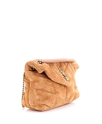Pre-Owned Saint Laurent Small Loulou Puffer Shoulder Bag Quilted Suede