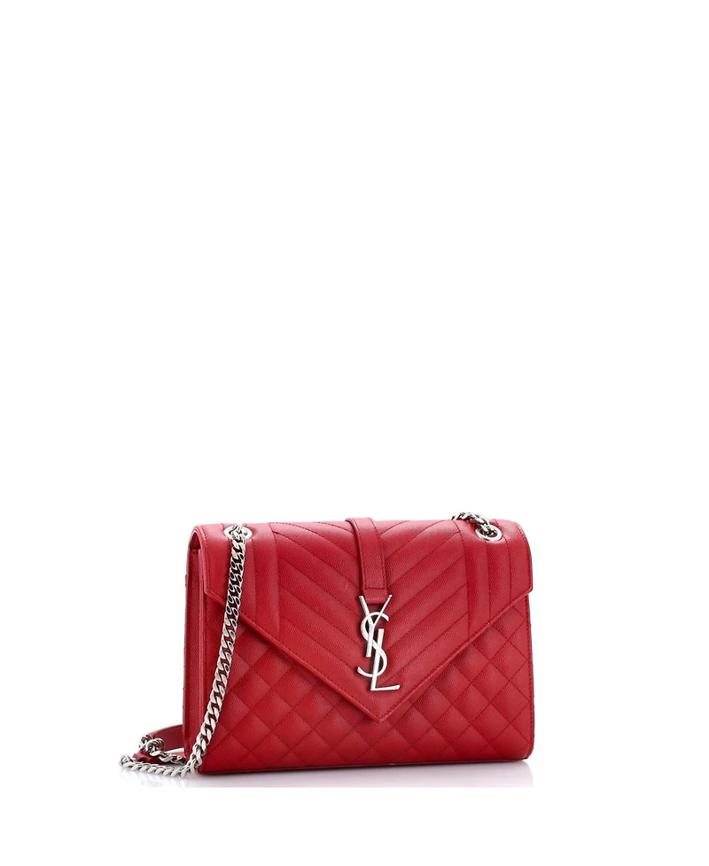 Pre-Owned Saint Laurent Medium Classic Monogram Envelope Satchel Mixed Matelasse Leather