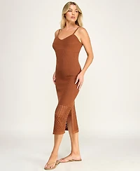 Invitee Juniors' V-Neck Sleeveless Bodycon Crochet Dress