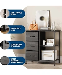 gaomon 3 fabric file cabinet and printer stand with open shelf steel frame-compact under desk organizer.