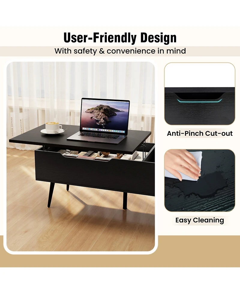 Sugift 47 Lift Top Coffee Table with Hidden Storage Compartments