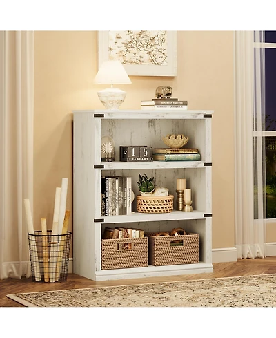 gaomon 40" Tall Farmhouse 3-Tier Wooden Bookcase, Modern Storage Bookshelf