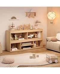 gaomon Kids Bookshelf with Drawer and 5-Cube Storage, Wooden Toy Organizer for Playroom and Nursery