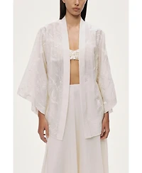 Nocturne Women's Textured Jacquard Kimono