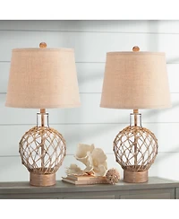 360 Lighting Coastal Table Lamps 27" Tall Set of 2 Rope and Clear Glass Jugfor Living Room Family Bedroom Nightstand