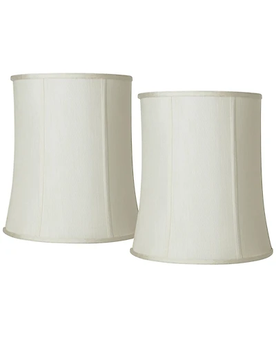 Springcrest Imperial Shade Set of 2 Tall Drum Lamp Shades Cream Medium 12" Top x 14" Bottom x 16" High Spider with Harp and Finial Fitting