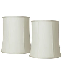 Springcrest Imperial Shade Set of 2 Tall Drum Lamp Shades Cream Medium 12" Top x 14" Bottom x 16" High Spider with Harp and Finial Fitting