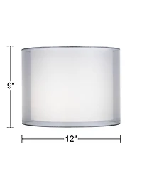 Springcrest Set of 2 Hardback Double Drum Lamp Sheer Small 12" Top x 12" Bottom x 9" High Spider Harp Finial Fitting