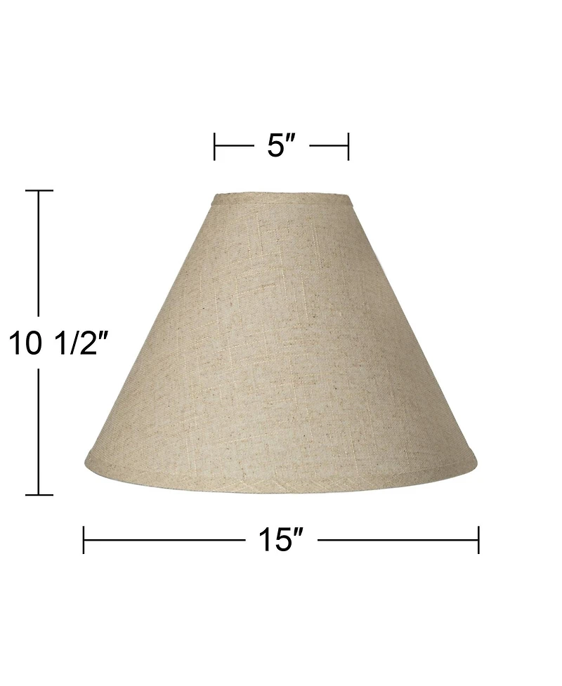 Springcrest Set of 2 Empire Lamp Shades Fine Burlap Medium 5" Top x 15" Bottom x 10.5" High Spider Replacement Harp Finial Fitting