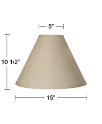 Springcrest Set of 2 Empire Lamp Shades Fine Burlap Medium 5" Top x 15" Bottom x 10.5" High Spider Replacement Harp Finial Fitting