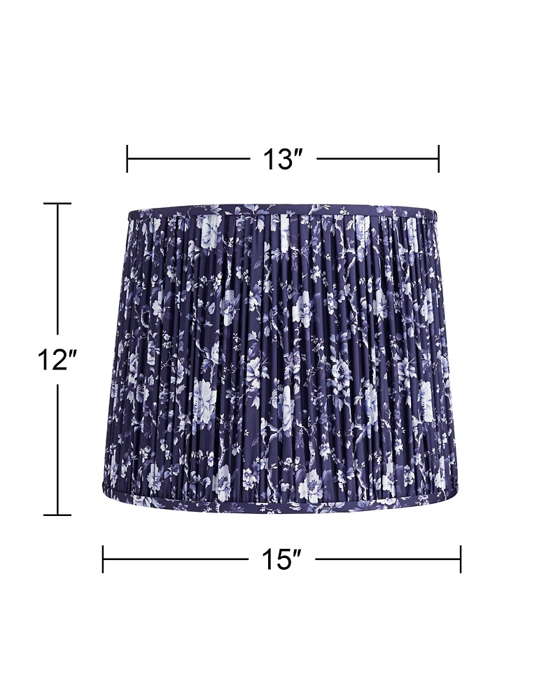 Springcrest Sally 13" Top x 15" Bottom x 12" High x 12" Slant Print Lamp Shade Replacement Pleated Floral Spider Harp