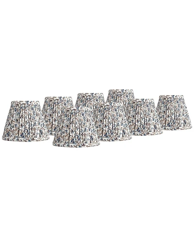 Springcrest Nelle 3 1/2" Top 6" Bottom 5" High 5" Slant Print Lamp Shade Replacement Set of 8 Floral Clip On Candelabra