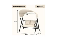 Aecojoy Outdoor Porch Swings for Adults 600LBS 2 Seat Patio Swings with Canopy