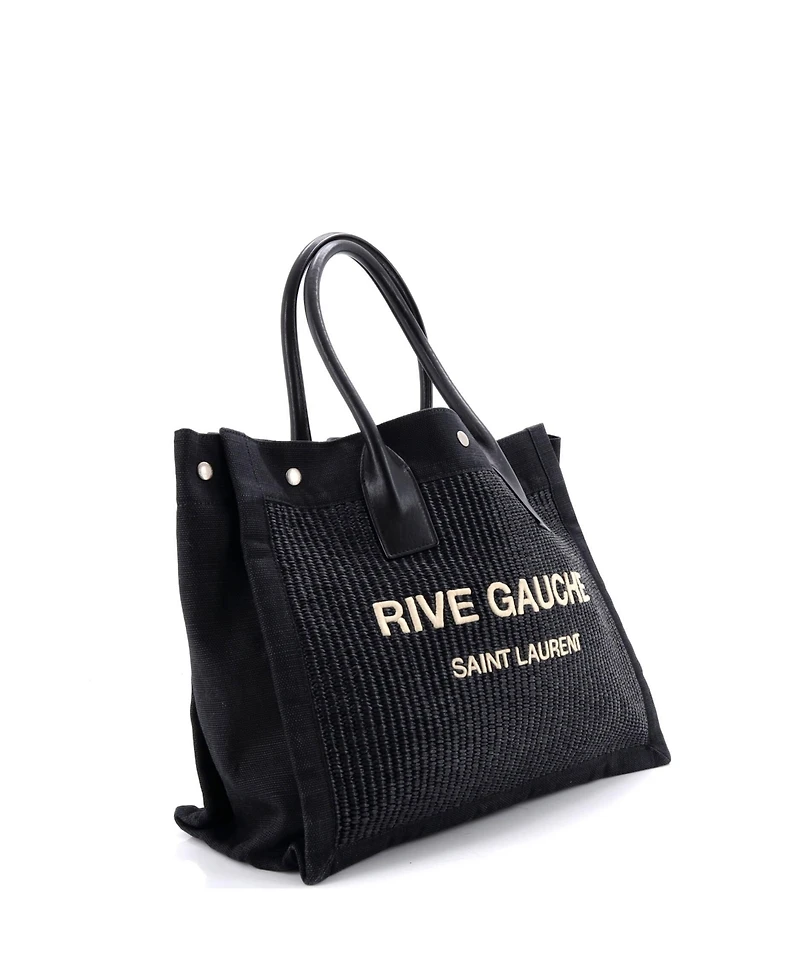 Pre-Owned Saint Laurent Small Rive Gauche Shopper Tote Raffia with Canvas