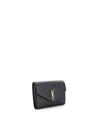 Pre-Owned Saint Laurent Classic Monogram Envelope Wristlet Clutch Matelasse Chevron Leather