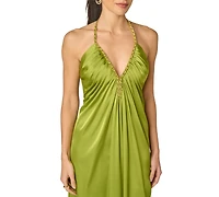 Adrianna Women's V-Neck Satin Long Dress