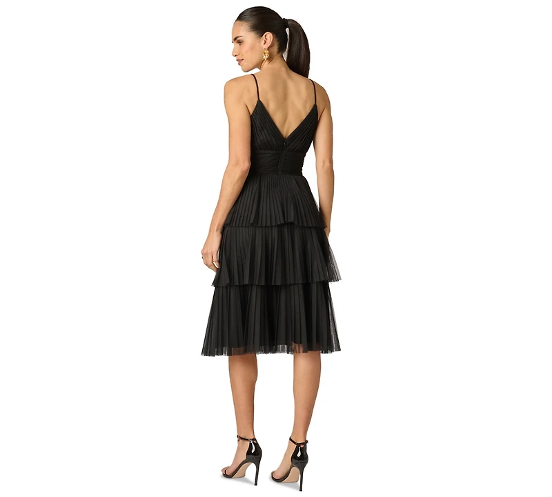 Adrianna Women's V-Neck Mesh Midi Dress