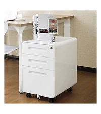 gaomon 3 Drawer File Cabinet with Lock, Under Desk Mobile Metal Filing Cabinet for Home Office