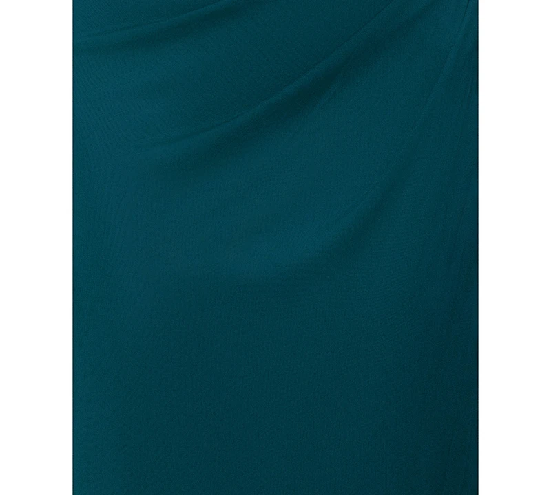 Xscape Plus Sheer Boat-Neckline Long Sheath Dress