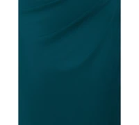 Xscape Plus Sheer Boat-Neckline Long Sheath Dress