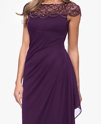 Xscape Petite Short-Sleeve Boat Neck Dress