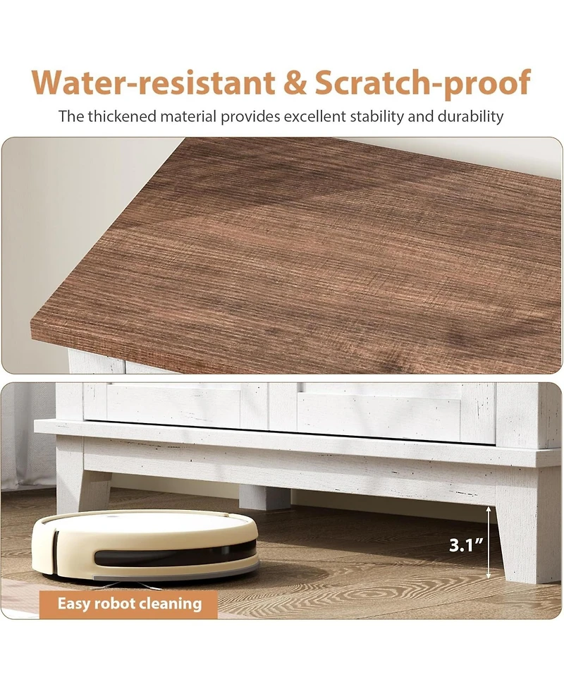 gaomon Farmhouse 3-Tier Storage Cabinet with 7-Level Adjustable Shelves