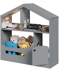 gaomon Senfot 2-Tier Kids House-Shaped Bookshelf and Toy Organizer with Motion Sensor Light