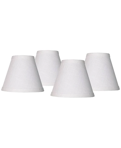 Springcrest Set of 4 Hardback Empire Lamp Shades White Linen Candelabra Clip-On Fitting